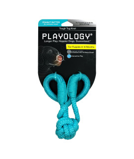 Playology Puppy Tough Knot Tug Toys, Large - Chew Toys with Squeaker for Puppies 4-8 Months - Engaging All-Natural Peanut Butter Scented Toy