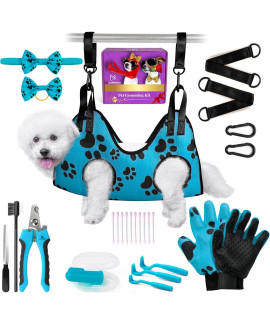 Pet Grooming Hammock for Nail Trimming - Complete Groomers Helper Set for Pets - Pet Grooming Hammock with Hooks Dog Nail Clipper - Dog Hammock for Nail Clipping - Dog Sling Lift Harness for Dogs Cats