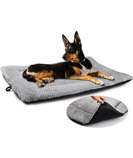 ASIJIA Dog Bed Mat Large 90 x 58cM Washable Fluffy Sherpa cat Bed cushion with Anti-Slip Bottom, Warm Pet Dog crate Mattress for Medium and Large Pets, grey