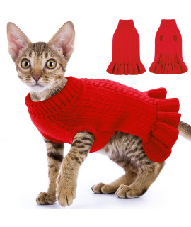 ALAgIRLS Warm Dog christmas Sweater,Pullover Knitwear cat clothes for girls Boys,Winter Small Doggie Dress,Red Teacup Puppy Apparel,Red XS