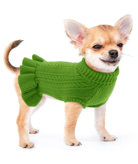 ALAgIRLS Winter Small Dog Sweaters Female girl cat Warm clothes,Puppy coat for Extra Small Dogs,Soft christmas Fleece Vest for Teacup chihuahua Yorkie Sphynx,green S