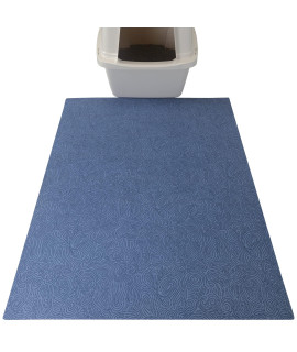 Drymate Original Cat Litter Mat, Contains Mess from Box for Cleaner Floors, Urine-Proof, Soft on Kitty Paws -Absorbent/Waterproof- Machine Washable, Durable (USA Made) (29x36)(Blue Stucco)