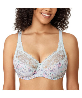 DELIMIRA Womens Plus Size Full coverage Underwire Unlined Minimizer Lace Bra cloud Begonia 36c