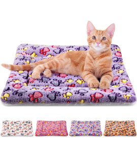 4 Pack Ultra Soft Dog Cat Bed Mat with Cute Prints Reversible Fleece Dog Crate Kennel Pad Cozy Washable Thickened Hamster Guinea Pig Bed Pet Bed Mat for Small Animals (Vivid Color,21 x 14 Inches)