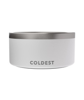 Coldest Dog Bowl - Stainless Steel Non Slip No Spill Proof Skid Metal Insulated Dog Bowls, Cats, Pet Food Water Dish Feeding for Large Medium Small Breed Dogs (200 oz, Epic White)