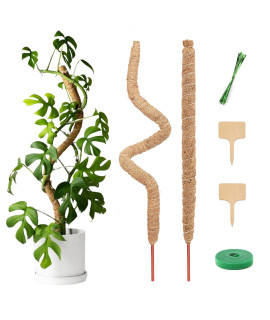 galiejar Moss Pole,27 Bendable Moss Pole for Plants Monstera,Plant Stakes Plant Support Monstera Pole Moss Poles for climbing Plants (2Pc)