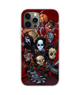 compatible with iPhone 13 Pro Max case Horror Killers collage Halloween cartoon Design Monsters Protective TPU Soft Rubber Print Pure clear Phone case cover Shockproof