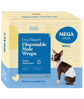 Comfortable Male Dog Diapers - 30-Pack Super Absorbent Disposable Male Dog Wraps- FlashDry Gel Technology, Wetness Indicator Doggie Diapers- Leakproof Belly Wraps for Incontinence, Excitable Urination