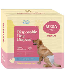 Super Absorbent Female Dog Diapers - 30-Pack Comfortable Disposable Doggie Diapers - FlashDry Gel Technology & Wetness Indicator - Leakproof Diapers for Dogs in Heat, Excitable Urination, Incontinence