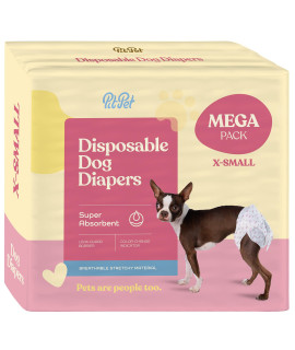 Comfortable Female Dog Diapers - 24-Pack Super Absorbent Disposable Doggie Diapers - FlashDry Gel Technology & Wetness Indicator - Leakproof Diapers for Dogs in Heat, Excitable Urination, Incontinence