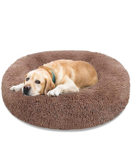 Dog Bed & Cat Bed, Calming Anti-Anxiety Donut Dog Cuddler Bed, Machine Washable Round Pet Bed, Comfy Faux Fur Plush Dog Cat Bed for Small Medium Large Dogs and Cats