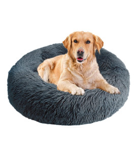 Dog Bed & Cat Bed, Calming Anti-Anxiety Donut Dog Cuddler Bed, Machine Washable Round Pet Bed, Comfy Faux Fur Plush Dog Cat Bed for Small Medium Large Dogs and Cats