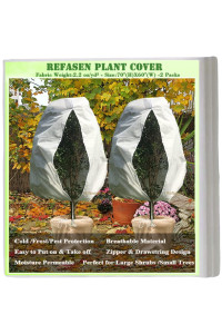 Refasen Plant covers Freeze Protection,2 Packs 70AH X60AW 22oz Frost Blankets for Outdoor Plants Frost cloth with Zipper Drawstring-Protect Trees from cold Frost Pest