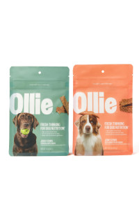 Ollie Jerky Treats Variety Pack - Chicken and Apple Recipe and Beef and Sweet Potato Recipe - Dog Jerky Treats All Natural - Healthy Dog Treats - Real Meat Dog Treats 10 Oz.
