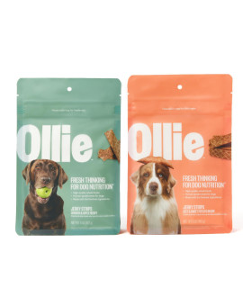 Ollie Jerky Treats Variety Pack - Chicken and Apple Recipe and Beef and Sweet Potato Recipe - Dog Jerky Treats All Natural - Healthy Dog Treats - Real Meat Dog Treats 10 Oz.