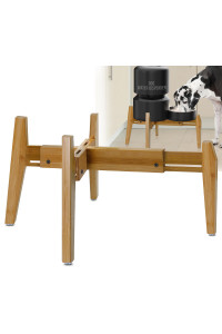 Dog Water Bowl Dispenser Stand - Adjustable Width, Holds Pet Food and Water Dispensers - Bamboo Stand Only