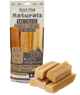 Mighty Paw Yak Cheese Chews for Dogs All-Natural Long Lasting Pet Treats. Odorless and Great for Oral Health. Limited-Ingredient Chews for Puppies & Power-Chewers (Small, 5 Pack)