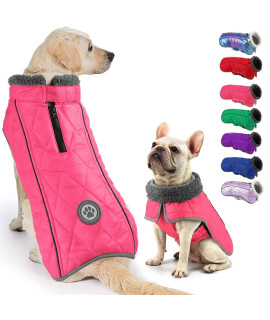 Fragralley Dog Winter Jackets, Waterproof Windproof Dog Winter Coat, Warm Dog Clothes with Furry Collar, Cold Weather Coats for Dogs, Puppy Snow Jacket for Small Medium Large Dogs.