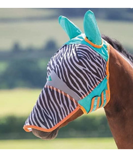 Shires Horse Fine Mesh Zebra Fly Mask with Ears and Nose (Pony)