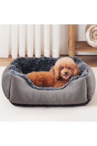 INVENHO Small Dog Bed for Small Medium Large Dogs, Rectangle Washable Dog Bed, Orthopedic Dog Sofa Bed, Durable Plush Pet Bed, Soft Calming Sleeping Puppy Bed with Anti-Slip Bottom S(20x19x6)