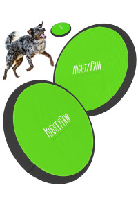 Mighty Paw Dog Frisbee (2 Pack) 10.5 Fetch Pet Toy for Hyper Dogs. Lightweight Disc Easy to Chuck or Throw It, & Soft to Catch. for Small, Large Dogs & Puppies (Green)