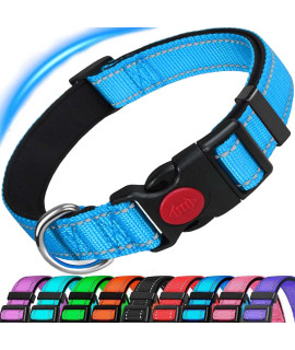 Dog collar, Reflective Nylon Dog collar with Safety Buckle, Adjustable Pet collars with Soft Neoprene Padding for Small Medium Dogs