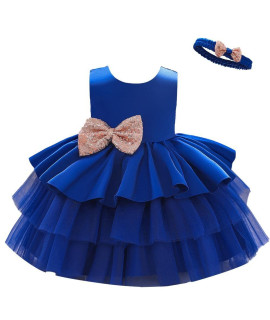 Dressy Daisy Toddler girls Special Occasion Dresses Wedding Flower girl Tiered Dress Ball gown with Headband Size 3T 4T, Royal Blue