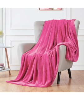 Walensee Fleece Blanket Plush Throw Fuzzy Lightweight (Twin Size 60x80 Hot Pink) Super Soft Microfiber Flannel Blankets for couch, Bed, Sofa Ultra Luxurious Warm and cozy for All Seasons