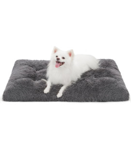 WAYIMPRESS Large Dog Bed Crate Pad Mat for Medium Small Dogs&Cats,Fulffy Faux Fur Kennel Pad Comfy Self Warming Non-Slip Dog Beds for Sleeping and Anti Anxiety (30x20 Inch, Dark Grey)