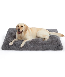 WAYIMPRESS Large Dog Bed Crate Pad Mat for Medium Small Dogs&Cats,Fulffy Faux Fur Kennel Pad Comfy Self Warming Non-Slip Dog Beds for Sleeping and Anti Anxiety (35x23 Inch, Dark Grey)