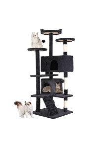 BestPet 54in Cat Tree Tower for Indoor Cats,Multi-Level Furniture Activity Center with Scratching Posts Stand House Condo Funny Toys Kittens Pet Play House,Dark Gray