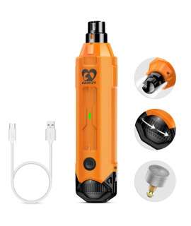 casfuy 6-Speed Dog Nail grinder - Newest Enhanced Pet Nail grinder Super Quiet Rechargeable Electric Dog Nail Trimmer Painless Paws grooming & Smoothing Tool for Large Medium Small Dogs (Orange)