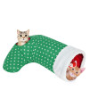 Pawaboo Cat Tunnel Christmas Sock with Bell Balls, Upgraded 2 Way Cat Tunnel Interactive Toy for Christmas, Pet Xmas Stocking with Crinkle Paper & Strong Spring-steel Frame for Cat Kitten Kitty, Green