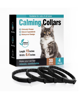 Calming Collar for Cats 4 Pack Calming Cat Collars Anxiety Relief Lasts 30 Days Pheromone Collar for Cats Adjustable Appeasing Calming Collar For Kitten Kitty Calm Collar Cat Make Comfortable Relaxed