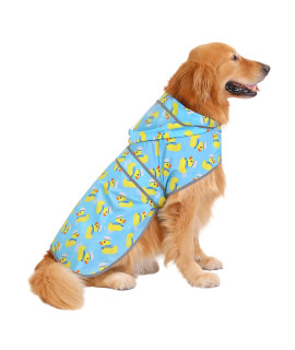 HDE Dog Raincoat with Clear Hood Poncho Rain Jacket for Small Medium Large Dogs Sailor Ducks Blue - XXL