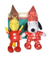 Peanuts for Pets Holiday Snoopy & Woodstock Slumber Party Plush Pet Toy 2 Pack Dog Toy Set 6 Medium Squeaky Dog Toys, Stuffed Dog Toys Officially Licensed from Peanuts Comic Strip (FF24678)