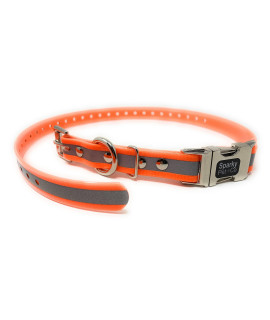 Sparky Pet Co - Apollo ECollar Replacement Strap - Dog Collar - Waterproof Biothane - Adjustable - Double Buckle - Quick Snap Metal Clasp - for Invisible Fence Systems - 3/4 x 28 (Reflective Orange)