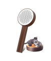 Awpland Pet Hair Cleaner Brush for Cats, Brown Cat Shedding Brush Dog Slicker Brush with Release Button, Cat Self Groomer Dog Bath Brush for Long & Short Haired Dogs Cats Puppy Rabbit
