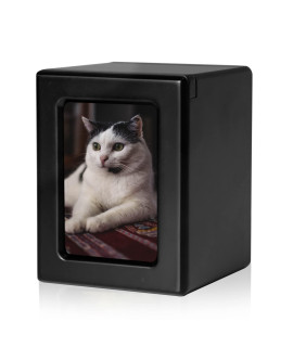 PCS Pet Urns for Cats, Cat Photo Urn, Cat Urn for Ashes, Urns for Cat Ashes, Pet Cremation Box Black-Medium