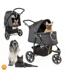 My Duque: Pet 3-Wheel Stroller - for Dog, cat & Pets Up to 70 lbs, Front 360-Degree Swivel Wheel, Easy Folding, Includes Inner Organized Pockets, Easy cleaning Removable Mat & Large Shopping Basket