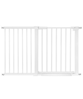 Baby Gate,Dog Gate for Doorways Hallways,Extra Wide Pressure Mounted Wall mounts,Child Gate for Doorways Stairs and House,Retractable Baby Gate for Stairs,Versatile Play Space,White (49.5-52.5 inch)