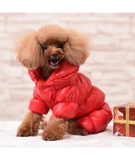 Frieyss Winter Puppy Dog Coat Waterproof Pet Clothes Windproof Dog Snowsuit Warm Fleece Padded Winter Pet Clothes for Small Dogs(Winter Red, Large)