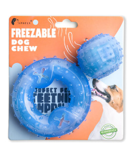 Dog Chew Toys for Aggressive Chewers, Puppy Teething Ring and Dog Ball, Treat Dispensing Dog Toys, Frozen Tough Puppy Toys Set