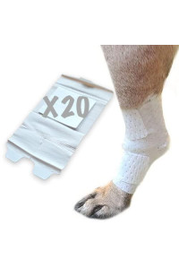 PawFlex Joint and Large Area Wound Bandages for Dogs Cats & Other Pets. Great for Leg Joint sprains and Tail Injuries! Non Adhesive Breathable Non-Slip Disposable Washable Value Pack (Small 20pk)