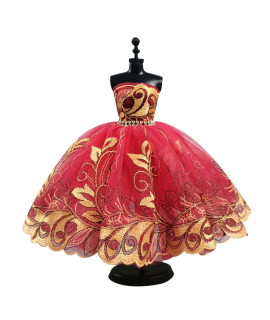 Fashion Ballet Tutu Dress for 115 Doll clothes Outfits 16 Doll Accessories Rhinestone 3-Layer Skirt Ball Party gown (red)