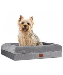 Yiruka Small Dog Bed, Orthopedic Dog Bed with Waterproof Cover, Removable Memory Foam Bolster Dog Soft Sofa Bed with Nonskid Bottom, Pet Bed with Washable Cover