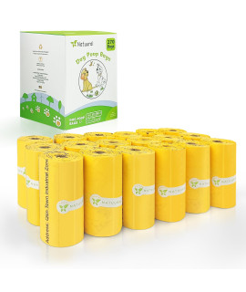Natuural Compostable Dog Poop Bags, Doggie Poop Bags-270 Count 18 Rolls, Certified Home Compost, Eco-friendly, Unscented for Standard Dispensers (Yellow)