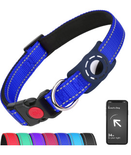 Erbine Airtag Dog Collar for Small Dogs, Reflective Dog Collars with AirTag Holder, Soft Padded & Safety Locking Buckle, Nylon Pet Collar Adjustable for All Breeds, NavyBlue