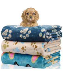1 Pack 3 Blankets for Dogs Blankets for Medium Dogs Puppy Dog Blanket Super Soft Fluffy Premium Fleece Pet Blanket Flannel Throw for Dog Puppy Cat Paw Blanket(23x16 inch)