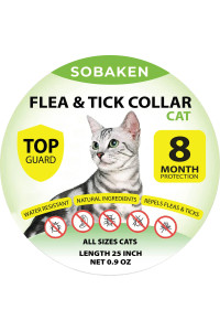 SOBAKEN Flea collar for cats, Flea and Tick Prevention for cats, Natural cat Flea collar, One Size Fits All, 13 inch 8 Month Protection - 1 Pack